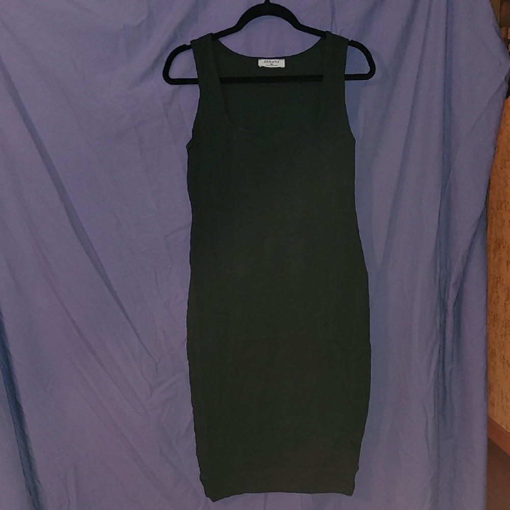 Zenana Outfitters Black Sleeveless Square-Neck Midi Dress